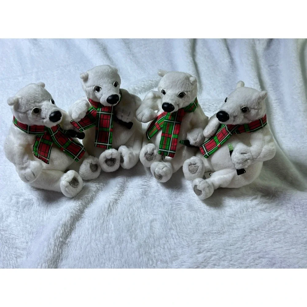 Coca-Cola Polar Bear Plush Set Christmas Holiday‎ Scarves Bean Bag 4-Piece